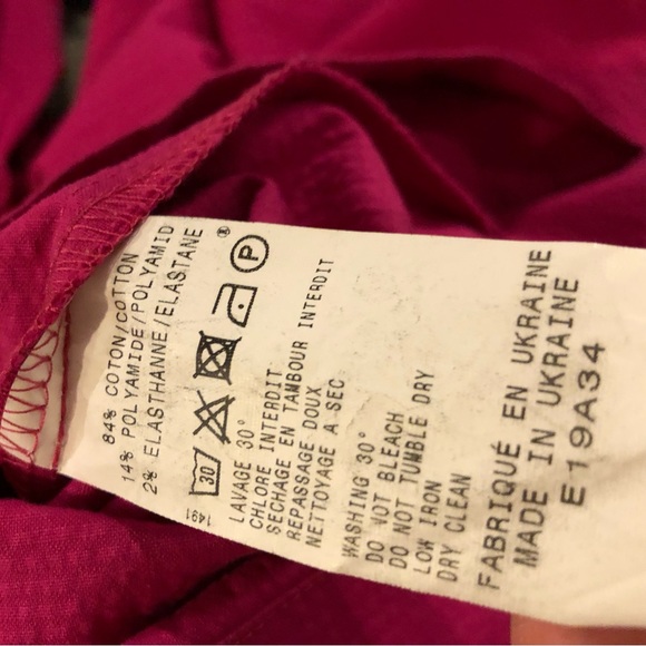 Bensimon Dress Long Sleeve S Button Neck With Pockets Fuchsia Small - Picture 5 of 5